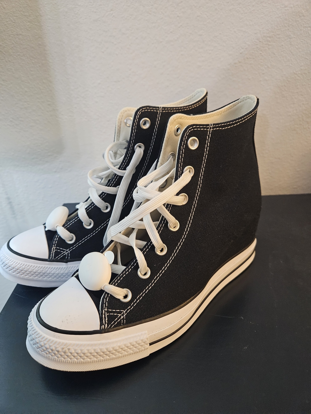 Converse Black & White High-Top Canvas Wedge Sneakers